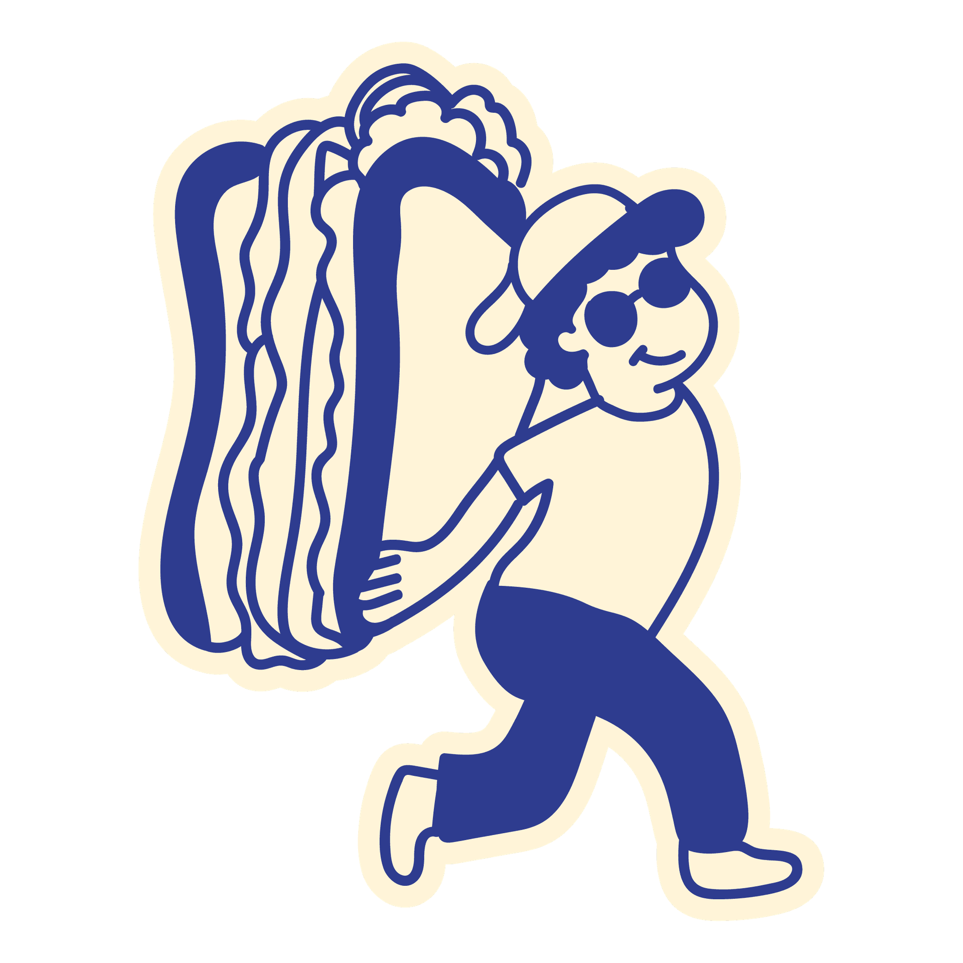 Stack'd character carrying a giant sandwich